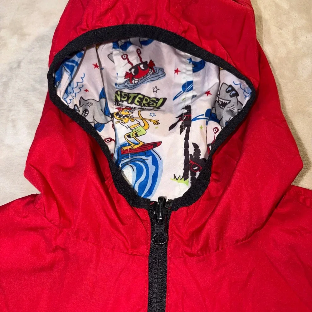 365 Kids Garanimals Reversible Monster Surf Windbreaker Jacket Red White Size 7